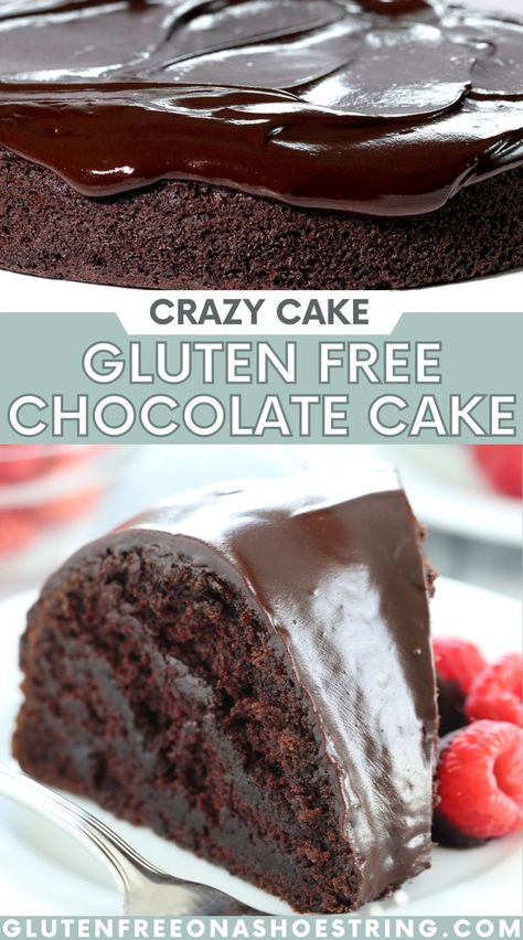 Gluten Free Cake Recipes Easy, Crazy Cake Recipes, Wacky Cake Recipe, Gluten Free Chocolate Cake Recipe, Dairy Free Chocolate Cake, Gluten Free Cake Recipe, Cake Gluten Free, Crazy Cake, Gluten Free Chocolate Cake