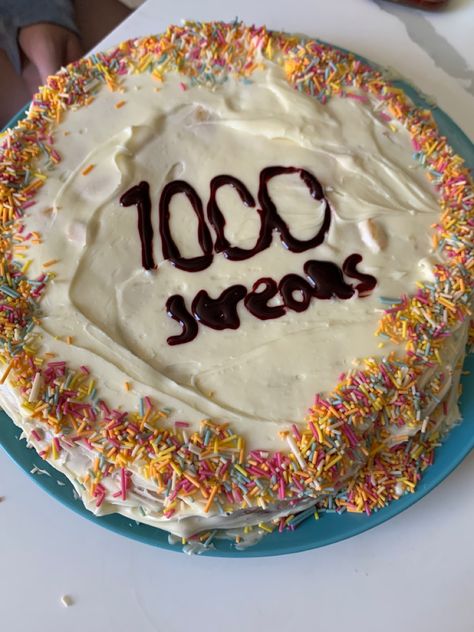 1000 snapchat streaks celebration cake aesthetic colourful summer Streak Tiktok, Snapchat Streaks, Cake Aesthetic, Snapchat Streak, Snap Streak, Celebration Cake, Celebration Cakes, Snapchat, Birthday Cake