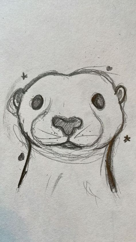 Cute Otter Drawing Easy, Sketch Book Inspiration Easy, Sea Animal Drawings Easy, Drawing Inspo Aesthetic Easy, Cute Sketches Aesthetic Easy Simple, How To Draw Otter, Big Things To Draw, How To Draw An Elephant, Lion Drawing Sketches