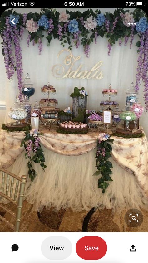 Enchanted Fairy Birthday Party Backdrop, Enchanted Candy Table, Enchanted Cake Fairy Tales, Enchanted Forest Sweet 16 Decor, Fairy Quinceanera Theme Invitations, Enchanted Forest Quinceanera Decoration, Quince Fairy Theme, Cottage Core Quinceanera Theme, Enchanted Forest Candy Table