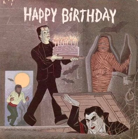 Record Card, Classic Monster Movies, Danny Thomas, Funny Happy Birthday Wishes, Count Dracula, Aliens Movie, Funny Happy Birthday, Monster Birthday, Happy Bday