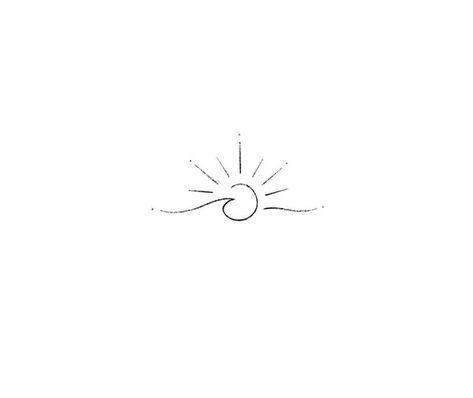 Hips Tattoo Women Side Minimalist, Wave Sun Tattoo Simple, Single Line Ocean Tattoo, Wave And Star Tattoo, Sun Wave Tattoo Small, Line Ocean Tattoo, Wave Tattoos For Women, Sun And Water Tattoo, Sea Tattoos For Women