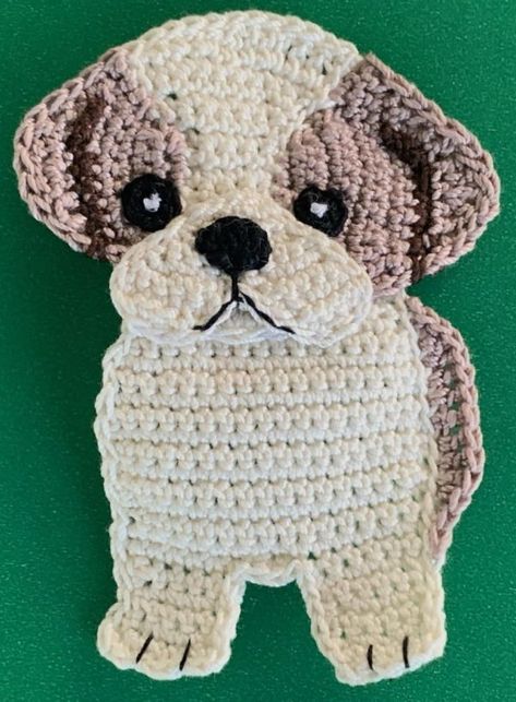 Crochet Shitzu Dog Pattern, Crochet Cat Applique, Sushi Pattern, Crochet Applique Patterns Free, Crochet Toys Free Patterns, Crochet Hot Pads, Crochet Dog Patterns, Cat Applique, Crochet Baby Dress Pattern