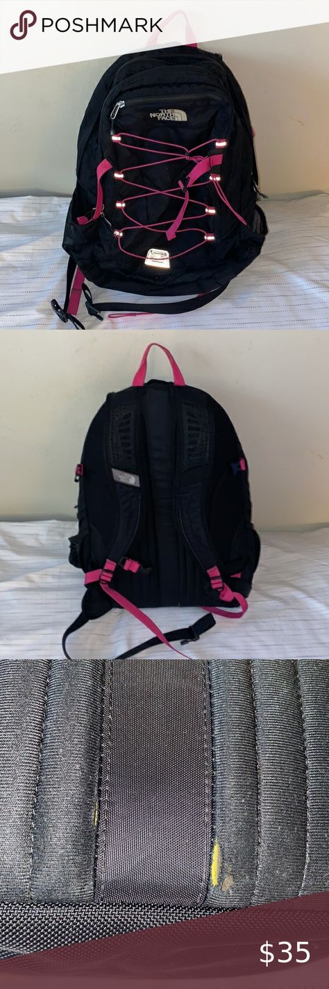 Women's The North Face Borealis Black Backpack w/ Hot Pink Cord The North Face Borealis, North Face Borealis, Nature School, Black Backpack, Lower Back, Stylish Accessories, Laptop Sleeve, Laptop Sleeves, Solid Black