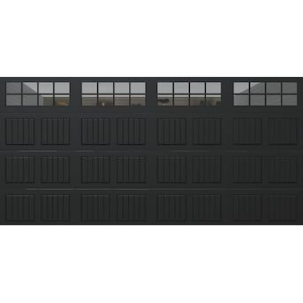 Wayne Dalton Classic Steel Model 8500 16-ft x 8-ft Insulated Black Double Garage Door with Windows in the Garage Doors department at Lowes.com Garage Door With Windows, Double Garage Door, Garage Door Windows, Double Garage, Weather Stripping, The Garage, Garage Door, The Struts, Garage Doors