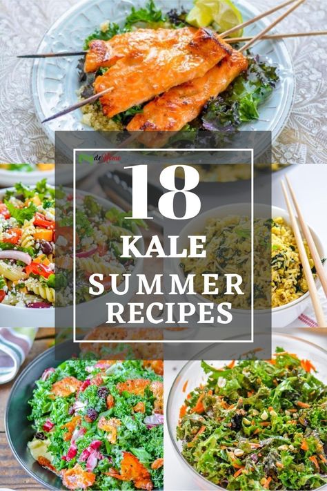 Kale not only is eaten in salads or braised greens, but can be eaten a lot more way. If you are planning to eat more greens this summer season, I'm giving you my favorite 18 ways to include kale greens in your daily cooking! Even though two have very different flavor, the texture is very similar. Both are also rich in nutrients. So it is always good to a keep a bunch in refrigerator! Healthy Kale Recipes, Summer Kale Salad, Dino Kale, Kale Recipes Healthy, Kale Greens, Eat More Greens, Kale Chicken Salad, Kale Salads, Vegetarian Pasta Salad