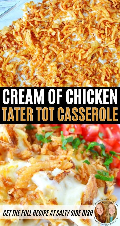 Tater Tot Casserole Cream Of Chicken, What To Make With Tater Tots, Texas Tater Tot Casserole, Tater Tot Casserole With Sour Cream, Creamy Tater Tot Casserole, Cheesy Tator Tots Recipes, Utah Casserole, Cream Of Chicken Casserole, Tator Tot Casserole Recipe Easy