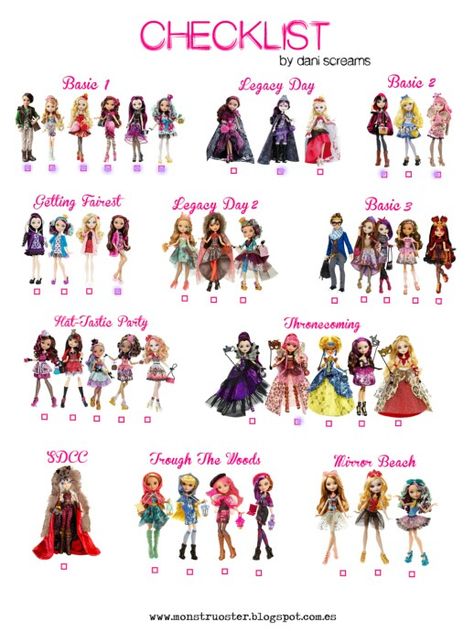 My current Ever After High checklist Ever After High Characters Names, Ever After High Names, Ever After High Characters, Hulk Character, Novi Stars, Circus Characters, Ever After Dolls, Lizzie Hearts, High Characters