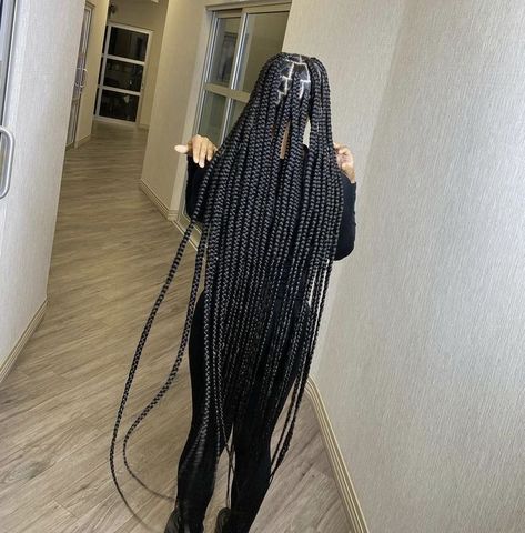 Knotless Box Braids Medium Knee Length, Large Ankle Length Knotless Braids, Medium Large Long Knotless Braids, Jumbo Knotless Braids Long, Big Box Braids Long, 40 Inch Knotless Braids, Medium Knotless Braids Long Length, Floor Length Knotless Braids, Ankle Length Box Braids