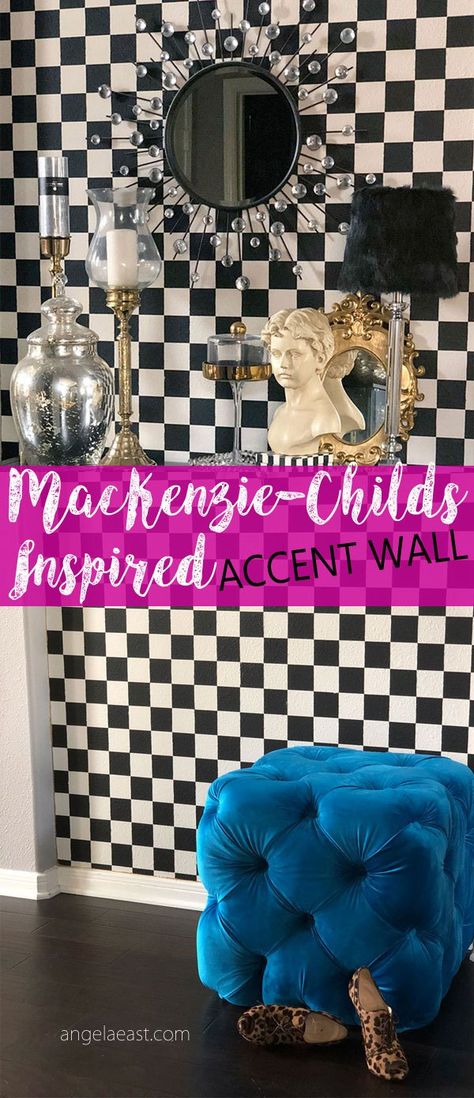 Accent Wall Diy, Black And White Furniture, Baroque Interior, Easy Home Improvement Projects, Mackenzie Childs Inspired, Mckenzie And Childs, Glamorous Decor, Living Luxury, Accent Wall Paint