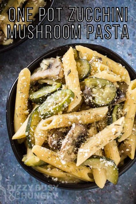 Zucchini Mushroom Pasta, Mushroom Zucchini Recipe, Mushroom Recipes Pasta, Tikka Masala Recipe, One Pot Meal, Zucchini Pasta, Healthier Food, Mushroom Pasta, Vegetarian Pasta