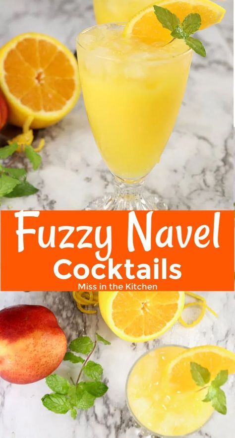 Fuzzy Navel Drink, 70s Birthday, Fun Party Drinks, Potatoe Salad, Best Mixed Drinks, Hawaiian Cocktails, Drink Recipies, Fuzzy Navel, Wine Slushie