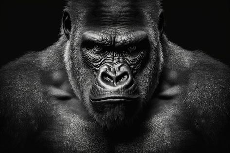 Gorilla Wallpaper, Portrait Male, Animal Sleeve Tattoo, Gorillas Art, Gorilla Tattoo, Strongest Animal, Silverback Gorilla, Lion Head Tattoos, Portrait Face