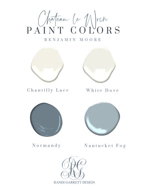 Chateau Le Wren Paint Colors - Randi Garrett Design Paint Trim, Best White Paint, Rocky River, Deck Paint, Paint Color Schemes, Neutral Paint Colors, Paint Colors Benjamin Moore, Benjamin Moore Paint, White Dove