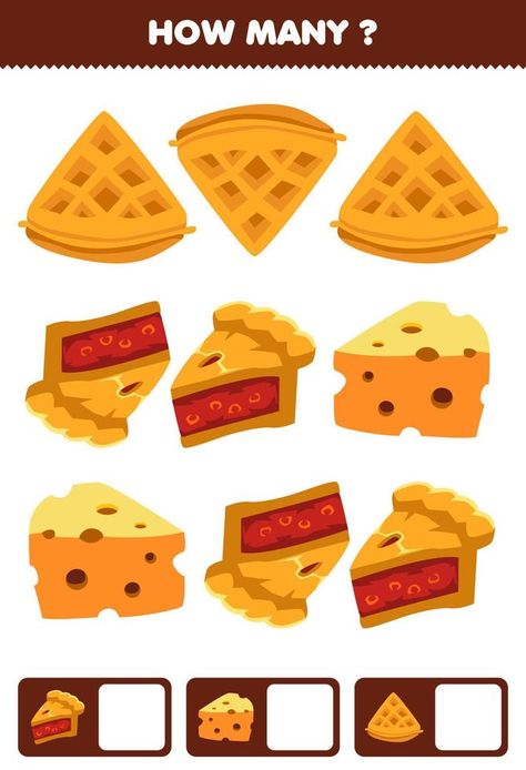 Vector Landscape, Activity For Preschool, Counting Activity, Cheese Pie, Game For Children, Cartoon Food, Counting Activities, Food Snack, Occupational Therapy