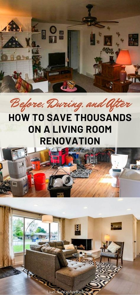 Living Room Renovation Before and After Home 2 - Live Like You Are Rich Living Room Before And After, Living Room Renovation Before And After, Cheap Renovations, Inexpensive Living Room, 70s Living Room, Bamboo Wood Flooring, 90s House, Before And After Home, Fixer Upper Home