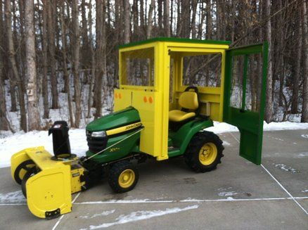 Wood Tractor Cab Wood Tractor, Practical Crafts, John Deere 318, Firewood Processor, Garden Tractor Attachments, Tractor Cabs, Valspar Colors, Homemade Tractor, Wood Window Frame