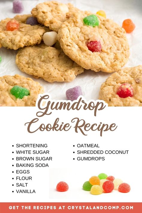 Gum Drop Cookies, Gumdrop Cookies, Recipe Oatmeal, Recipe Ingredients List, Drop Cookie Recipes, Christmas Baking Cookies, Oatmeal Cookie Recipes, Ingredient List, Drop Cookies