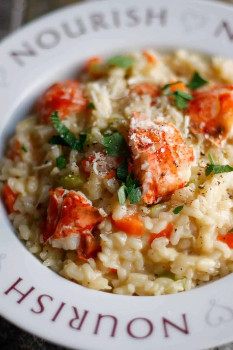 Seafood Delight Recipe, Seafood Delight, Lobster Risotto, Asparagus Risotto, Dinner Party Dishes, Lobster Dishes, Fancy Dinner Party, How To Cook Lobster, Lobster Recipes