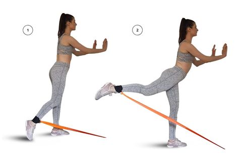 Butt - Standing Cable Kickback with Long Resistance Band - FIT CARROTS | Premium Fitness Tools For Functional and Regeneration Training Long Resistance Band, Growing Your Glutes, Glute Kickback, Glute Kickbacks, Cable Machine, Hands On Hips, Resistance Band Set, Fitness Tools, At Home Exercises