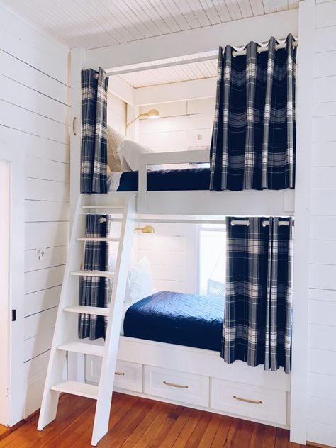 Bunk Bed Lighting, Bunk Room Ideas, Target Bedding, House Bunk Bed, Bunk Beds Built In, Bunk Bed Loft, Built In Bunks, Bunk Rooms, Bunk Room