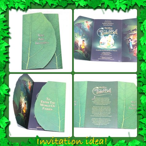 Disney Tinkerbell pixie hollow invitation idea! Tinkerbell Pixie Hollow, Tinkerbell House, Pixie Hollow Party, Fairy Invitations, Tinkerbell Party, Disney Tinkerbell, Pixie Hollow, Fairy Birthday Party, Fairy Crafts