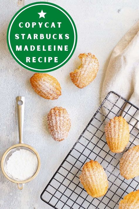 It's easy to make this Copycat Starbucks Madeleine Recipe at home. The little shell shaped cookies are a sweet cake-like cookie that has a touch of lemon zest and smooth vanilla flavor. Orange Madeleines, Madeline Cake, Madeleine Cookies, Cakes Without Butter, Madeleine Cake, Madeline Cookies, Unsweetened Cranberry Juice, Madeleine Recipe, Madeleine Cookie