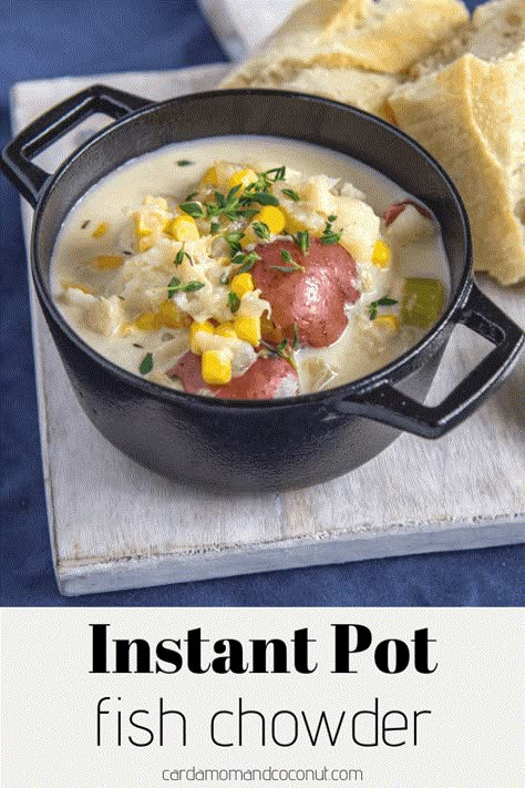 Instant Pot Fish Stew, Instapot Fish Recipe, Cod Potatoes, Instant Pot Seafood, Instant Pot Fish, Cardamom Coconut, Recipes For Instant Pot, Filled Bread, Frozen Fish Fillets