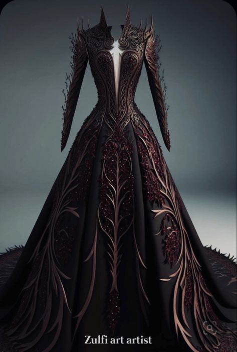 Fantasy Gowns Queens, Black Fantasy Gown, Medieval Dress Queen, Dark Fantasy Gown, Royal Dresses Queens Fantasy, Dark Queen Dress, Dark Fairy Dress, Rein Fair, Black Medieval Dress