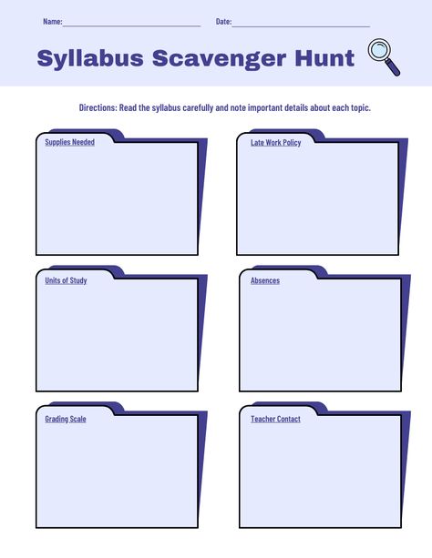 Print and use or customize the text, colors, and fonts for your unique activity. High School Syllabus, Curriculum Template, Syllabus Template, Personal Financial Statement, Course Schedule, Create A Calendar, 90 Day Plan, Agenda Template, Positive Learning