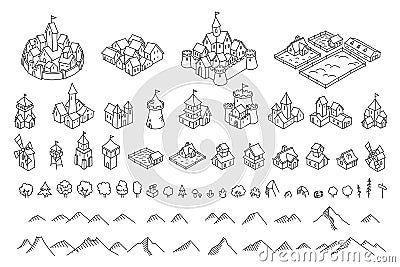 Vector Map Elements, Dnd Map Icons, Map Sketch, Map Drawing, Fantasy City Map, Fantasy Map Making, Map Symbols, Dnd World Map, Map Making