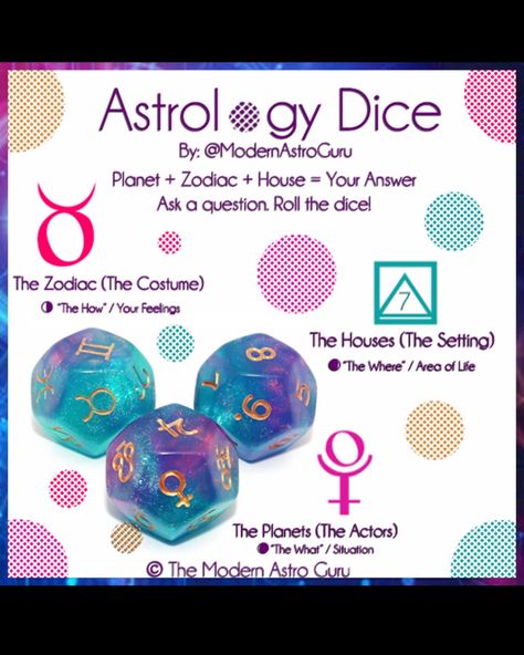 How To Read Astrological Dice, Zodiac Dice, Astrology Dice, Divination Methods, Witch Spell Book, Magical Things, Witch Spell, Love Energy, Witchy Stuff