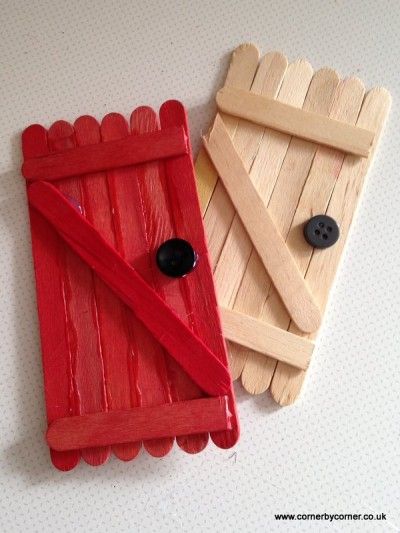 Make a Fairy Door | Fun Family CraftsFun Family Crafts Kids Fairy Garden, Diy Fairy Door, Make A Fairy, Popsicle Stick Houses, Fairy Garden Doors, Fairy Tree Houses, Fairy Garden Furniture, Popsicle Crafts, Fairy House Diy