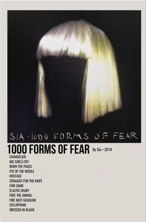 minimal polaroid album cover poster for 1000 forms of fear by sia Sia Album Cover, Sia Poster, Polaroid Album Cover, Sia Album, Sia Video, 1000 Forms Of Fear, Sia Songs, Sia Music, Polaroid Album