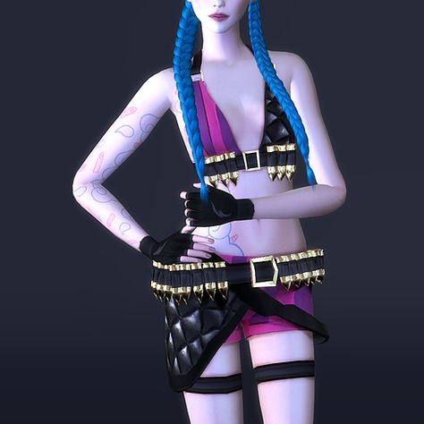 toksik | Jinx Sims 4 Jinx Cc, Sims 4 League Of Legends Cc, Ts4 Cyberpunk, Jinx Hair, Sims4 Pose, Dc Costumes, Sims 4 Sims, Sims 4 Anime, Sims 5