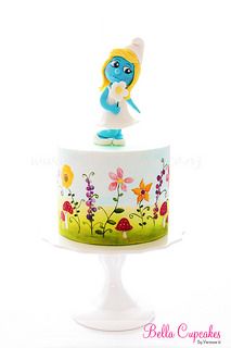 Cake Smurfs, Smurfette Cake, Smurf Birthday, Smurfs Cake, Smurfs Party, 8th Birthday Cake, Disney Cakes, Cute Birthday Cakes, Girl Cakes