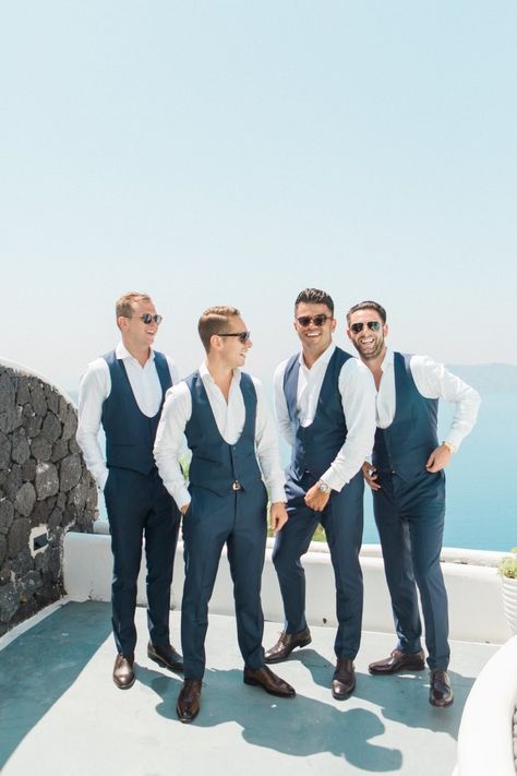 Photography : Anna Roussos Abroad Wedding, Wedding Groomsmen Attire, Weddings Abroad, Groom Wedding Attire, Wedding Messages, Wedding Suits Groom, Santorini Wedding, Wedding Abroad, Wedding Groomsmen