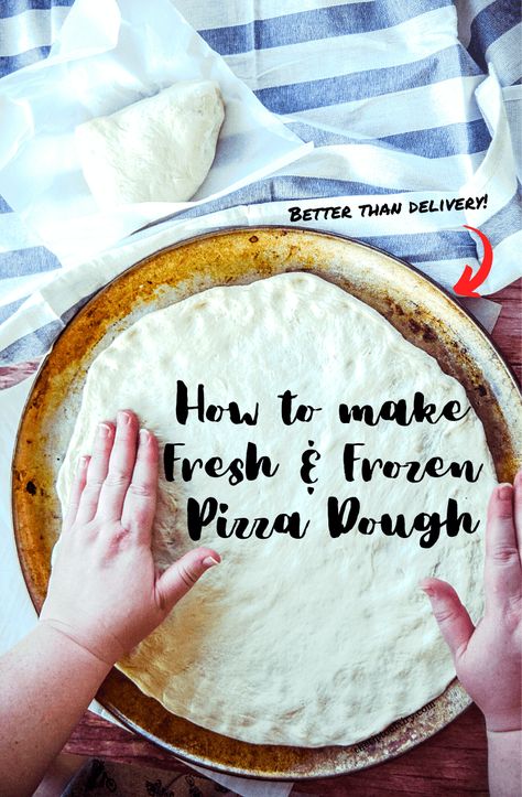 Love pizza? Make it at home easily with this simple recipe for Fresh Pizza Dough You Can Freeze. You might even think it's better than a pizzeria! #pizza #recipes #easyrecipes #pizzadough #pizzarecipes Fresh Pizza Dough, Fresh Pizza, Easy Mediterranean Diet Recipes, Pizza Pan, Frozen Pizza, Easy Pizza, How To Make Pizza, Love Pizza, Quick And Easy Breakfast