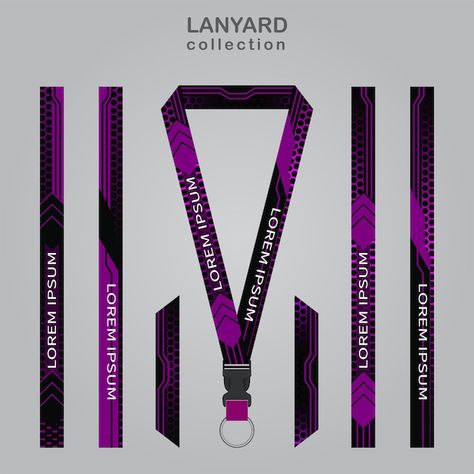 Black purple technology lanyard template... | Premium Vector #Freepik #vector #card-holder #lanyard-mockup #lanyard #badge-mockup Lanyard Template, Hexagon Background, Makeup Artist Logo Design, Window Seat Design, Microsoft Word 2010, Black Lanyard, Makeup Artist Logo, Zine Design, Instagram Template Design