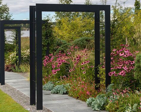 Pergola arch Archives - Nordfjell Collection Modern Garden Trellis, Garden Archway, Narrow Garden, Landscaping Inspiration, Arch Decoration, Garden Arbor, Garden Entrance, Garden Arches, Garden Designer