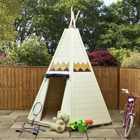 Wood Teepee, Wooden Teepee, Diy Backyard Fence, Kids Teepee Tent, Build A Playhouse, Kids Garden, Teepee Kids, Teepee Tent, Kids Playhouse