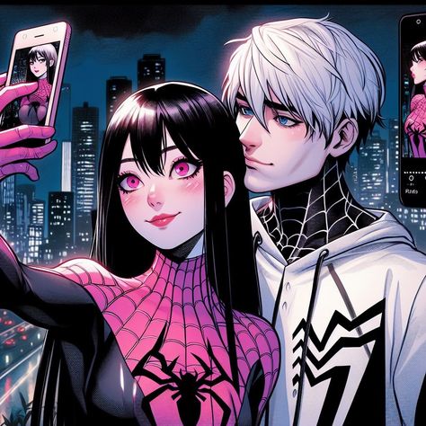 Spiderman And Spiderwoman, Spider Couple, Silk Spiderman, Spiderman Oc Art, Cute Pictures To Draw, Spiderman Art Sketch, Spider Art, Animated Wallpapers For Mobile, Spider Girl