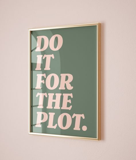 Do It for the Plot Print, Trendy Wall Art Sage Green and Pink Aesthetic Poster, Preppy Wall Art Decor, Retro Bar Cart Art, Apartment Decor - Etsy Green Posters For Wall, Green Wall Art Aesthetic, Green And Pink Apartment Aesthetic, Aesthetic Room Wall Collage, Sage Pink Aesthetic, Green And Pink Room Aesthetic, Apartment Decor Green, Sage Green And Pink Aesthetic, Sage Green Apartment