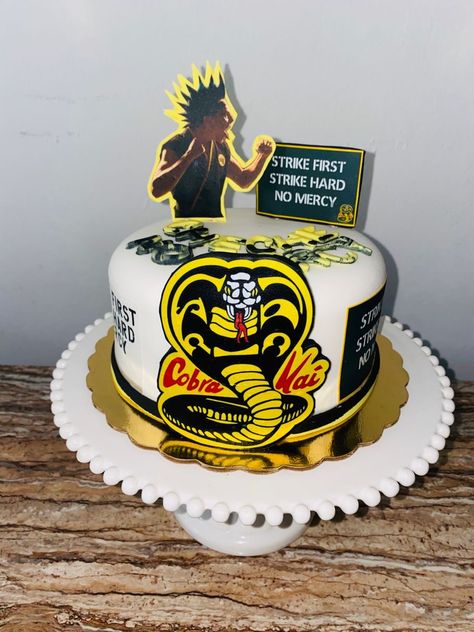 Cobra Kai Cake Ideas, Cobra Kai Party Ideas, Cobra Kai Birthday Cake, Cobra Kai Birthday Party Ideas, Cobra Kai Birthday Party, Cobra Kai Party, Cobra Cai, Karate Cake, Karate Birthday Party