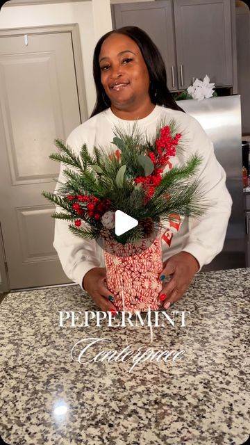 Kimberly Ross on Instagram: "Alright finally got around to getting this peppermint centerpiece done. I’ve been seeing everywhere on social media and I really wanted to make one. Anyway if you have any questions let me know. #christmasdecorations #christmascenterpiece #christmas2023" Peppermint Vase Filler, Peppermint Centerpieces Diy, Peppermint Christmas Centerpiece, Present Centerpieces Christmas, Diy Christmas Coffee Table Decor, Center Piece For Christmas Table, Accent Table Christmas Decor Ideas, Candy Cane Centerpiece Ideas Easy Diy, Christmas Table Centerpieces Ideas Elegant