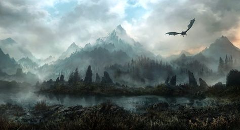 Land Of Skyrim by JonasDeRo.deviantart.com on @DeviantArt Dragon Skyrim, Skyrim Wallpaper, Skyrim Dragon, Skyrim Art, Elder Scrolls Skyrim, Elder Scrolls V Skyrim, Jaime Lannister, The Elder Scrolls, Arya Stark