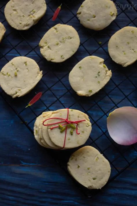 Gulab Jamun Mix Cookies | Eggless Gulab Jamun Shortbread Cookies - Vidhya’s Vegetarian Kitchen Gulab Jamun Cookies, Cookies Eggless, Eggless Cookie, Eggless Cookie Recipes, Eggless Cookies, Gulab Jamun, Indian Sweets, Indian Sweet, Soft Cookie