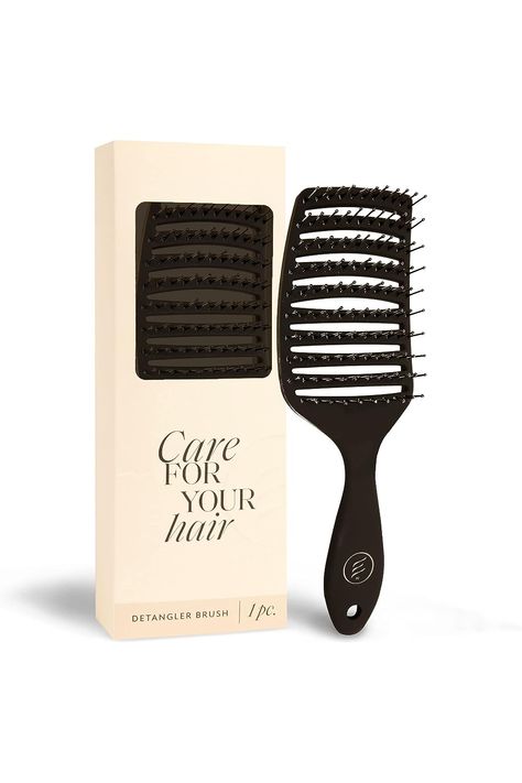 Detangling Wig Brush For Natural &amp; Synthetic Wigs By Estee Wig Salon - Curved Hair Brush To Prevent Breakage - Vented Paddle Brush For Faster Blow Drying - Great For Wet Dry Curly Thick &amp; Straight Hair Wig Brush, Thick Straight Hair, Wig Colors, Paddle Brush, Detangling Brush, Hair Detangler, Brown Skin, Wet And Dry, Straight Hair