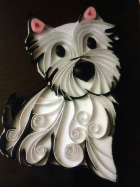 Paper quilling black and white Scottish terrier Quilling Images, Paper Chase, Quilling Letters, Quilling Animals, Arte Quilling, Paper Quilling For Beginners, Paper Quilling Cards, Origami And Quilling, Quilling Work