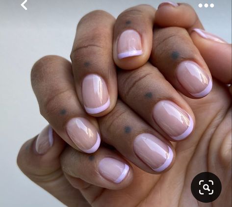 Visit the post for more. Short French Manicure With Color Tips, Builder Gel French Manicure, Short Nail Color French Tip, Lilac French Tip Nails Short, Lilac French Manicure, Lilac Tip Nails, Colorful French Tip Nails Short, Short Gel French Manicure, French Manicure Designs For Short Nails